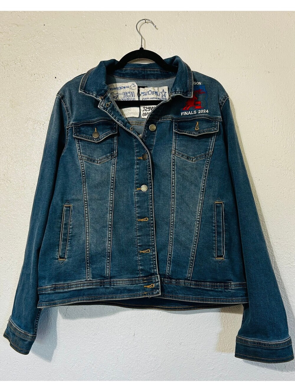 Well Worn OBRA Rodeo Finals 2024 Denim Jacket Large Sponsor Patches Western